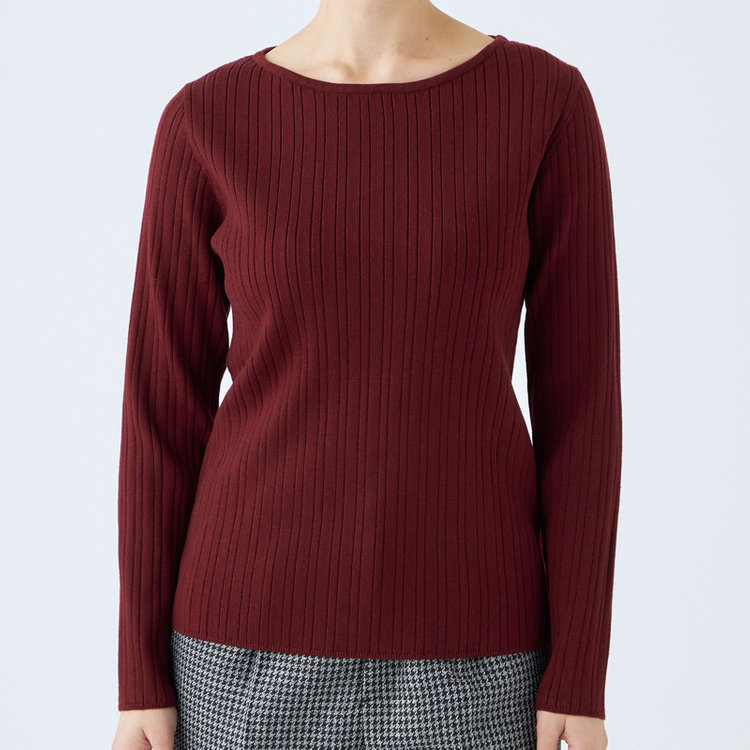 シルバーライン 【SL】【秋冬】ボートネック ニットセーター/ワイン/マシンウォッシャブル 赤濃色