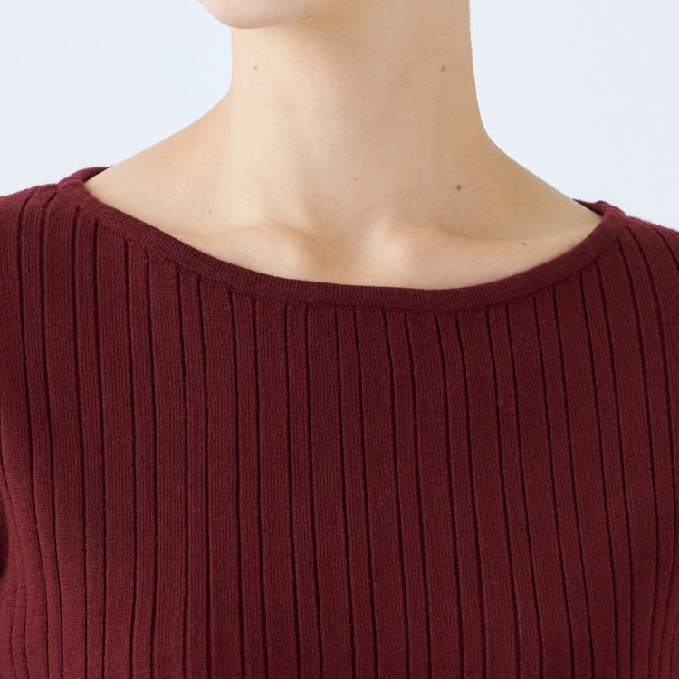 シルバーライン 【SL】【秋冬】ボートネック ニットセーター/ワイン/マシンウォッシャブル 赤濃色