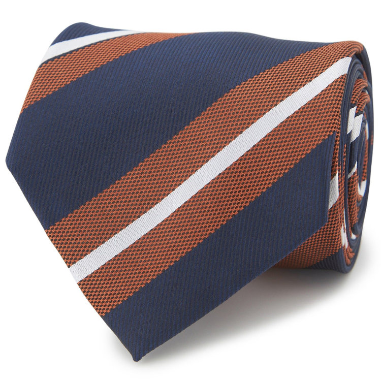 シルバーライン 【SILVER LINE】シルクブレンドストライプネクタイ 8.0cm幅/オレンジ×ネイビー その他