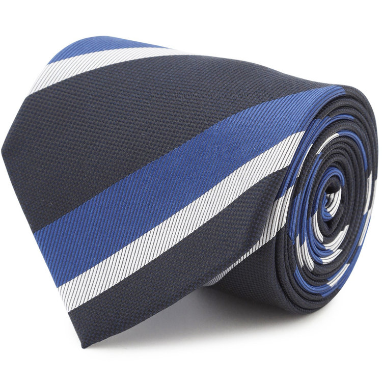 シルバーライン 【SILVER LINE】シルクブレンドストライプネクタイ 8.0cm幅/ネイビー×ブルー×シルバー その他