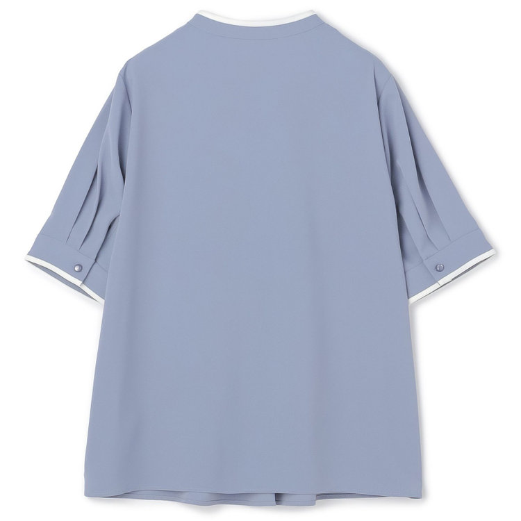 シルバーライン 【SILVER LINE/5分袖】配色タイ脱着式/ブルー/「ウォッシャブル」「ストレッチ」「防シワ」「UV加工」「接触冷感」 青中間