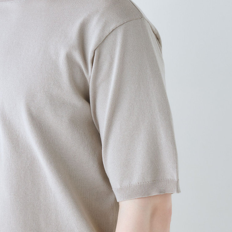SUIT SELECT　アウトレット 【WEB限定/OUTLET/汚れ・キズ等有】【RBC】【5分袖】コットンブレンドクルーネックニット/グレー/マシンウォッシャブル グレー淡色