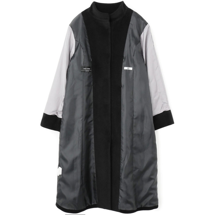 シルバーライン スタンドカラーロングコート/ブラック 黒