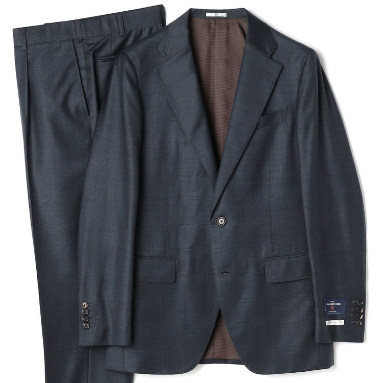 シルバーライン 【先行予約】【CLASSICO TAPERED】【秋冬】2釦シングルスーツ 1タック/ダークグリーン×メランジ調グレンチェック柄/ウエストムーブ/Ermenegildo Zegna Traveller/※裾上げ必要 緑濃色