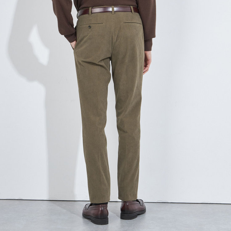 シルバーライン 【5DAYS CLOSET】【RBC】【秋冬】1タックテーパードパンツ/ブラウン×コーデュロイ/ウエストムーブ仕様/4S SUSTAINABLE/※裾上げ必要 茶中間