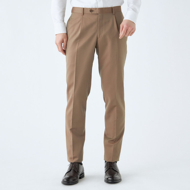 シルバーライン 【CLASSICO TAPERED】【春夏】6釦2掛けダブルスーツ 1タック/ライトブラウン/チェンジポケット/MARZOTTO/※パンツ裾直し必要 茶淡色