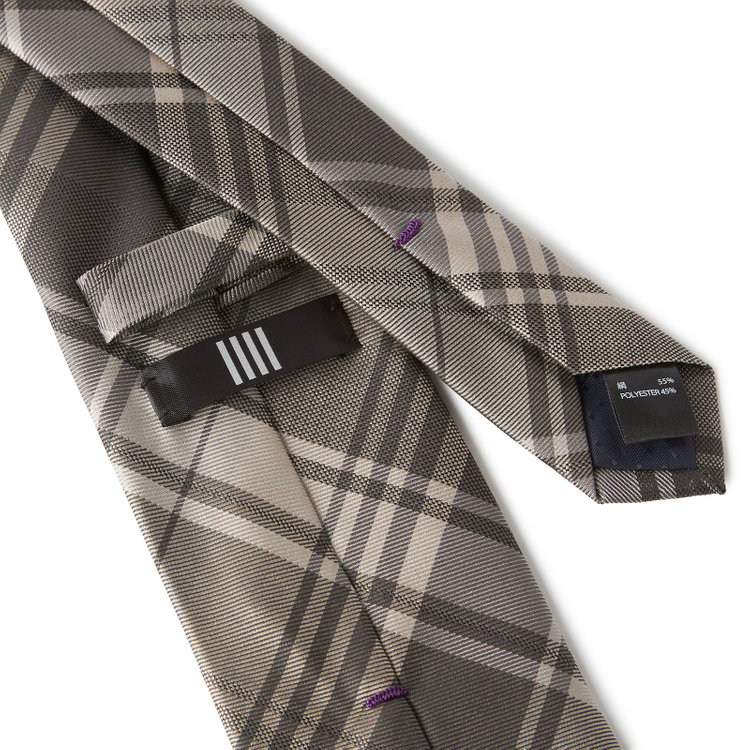 ブラックライン 【BLACK LINE】シルクブレンドチェックネクタイ 7.5cm幅/ベージュ その他