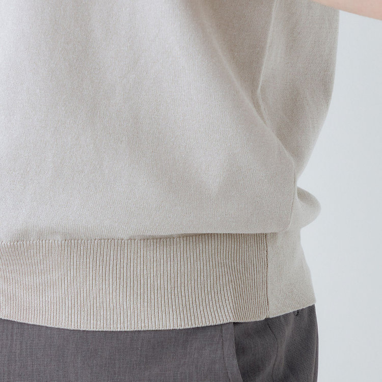 SUIT SELECT　アウトレット 【WEB限定/OUTLET/汚れ・キズ等有】【RBC】【5分袖】コットンブレンドクルーネックニット/グレー/マシンウォッシャブル グレー淡色