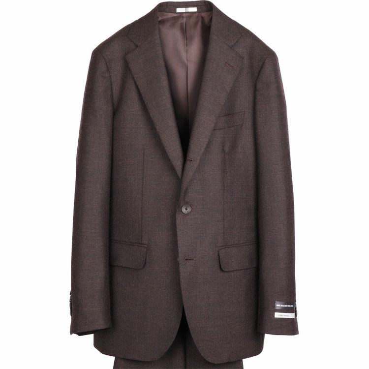 スーツセレクト 【発送在庫あり】【CLASSICO TAPERED】【秋冬】3釦段返りシングルスーツ 2タック/ブラウン×バーズアイ/サイドAJ/NEW ZEALAND WOOL MIX ブラウン系(茶)