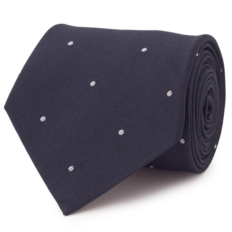 シルバーライン 【SILVER LINE】シルクコットンドットネクタイ 8.5cm幅/ネイビー/JAPAN MADE その他
