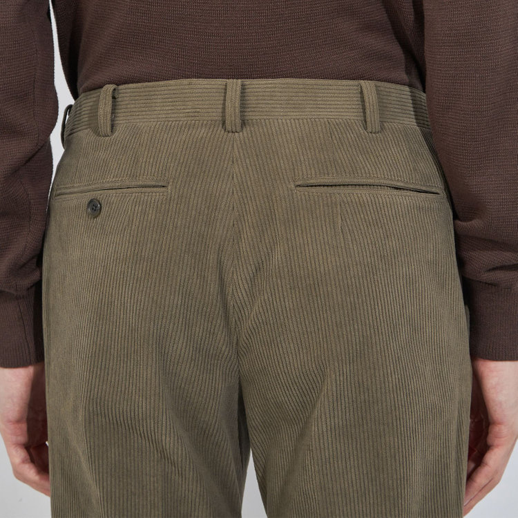 シルバーライン 【5DAYS CLOSET】【RBC】【秋冬】1タックテーパードパンツ/ブラウン×コーデュロイ/ウエストムーブ仕様/4S SUSTAINABLE/※裾上げ必要 茶中間