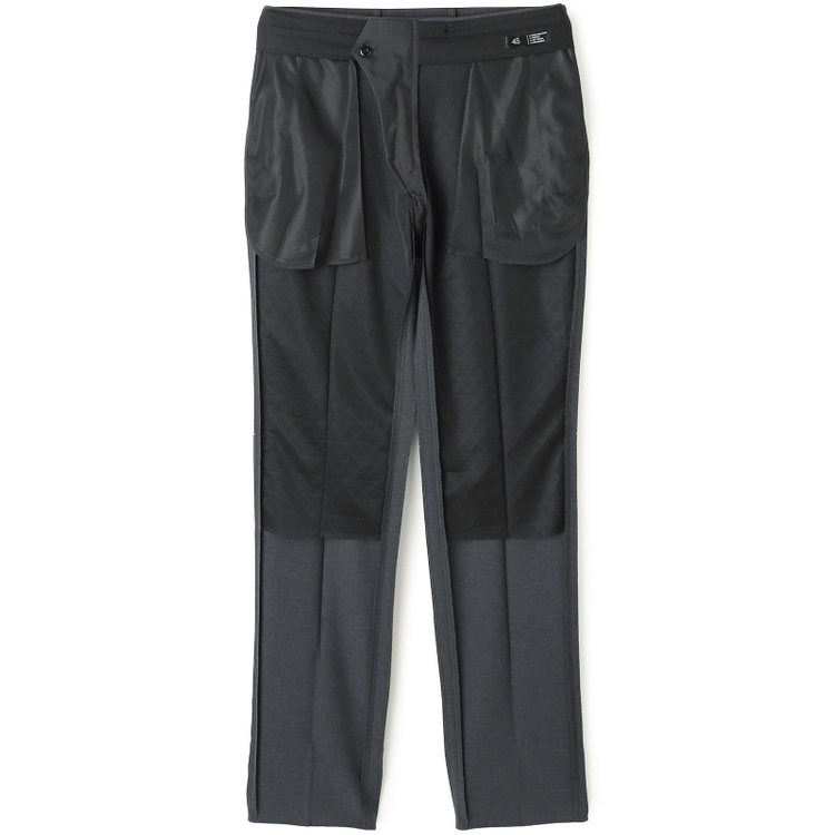 ブラックライン 【SLIM TAPERED】【春夏】ノータックテーパードパンツ/グレー×バーズアイ/「FREEZETECH 氷撃」冷感PRINT/4S SUSTAINABILITY&ECOLOGY FABRIC「ウォッシャブル」「ストレッチ」/※裾上げ済み仕様 グレー濃色