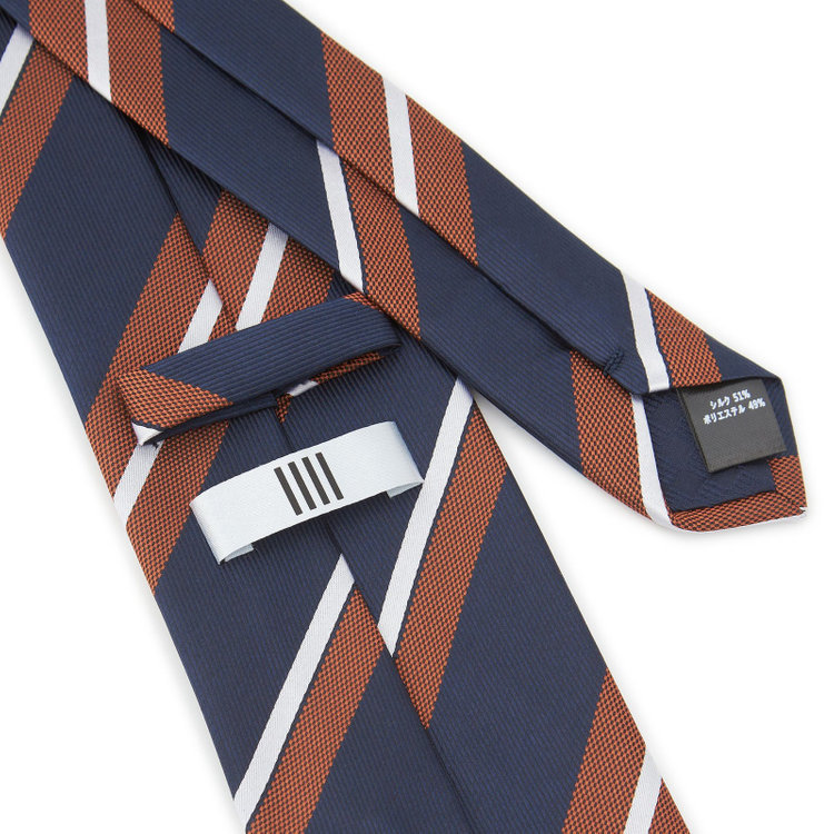 シルバーライン 【SILVER LINE】シルクブレンドストライプネクタイ 8.0cm幅/オレンジ×ネイビー その他