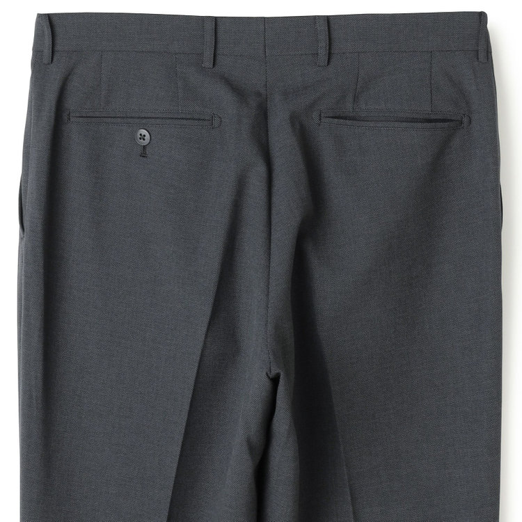 ブラックライン 【SLIM TAPERED】【春夏】ノータックテーパードパンツ/グレー×バーズアイ/「FREEZETECH 氷撃」冷感PRINT/4S SUSTAINABILITY&ECOLOGY FABRIC「ウォッシャブル」「ストレッチ」/※裾上げ済み仕様 グレー濃色