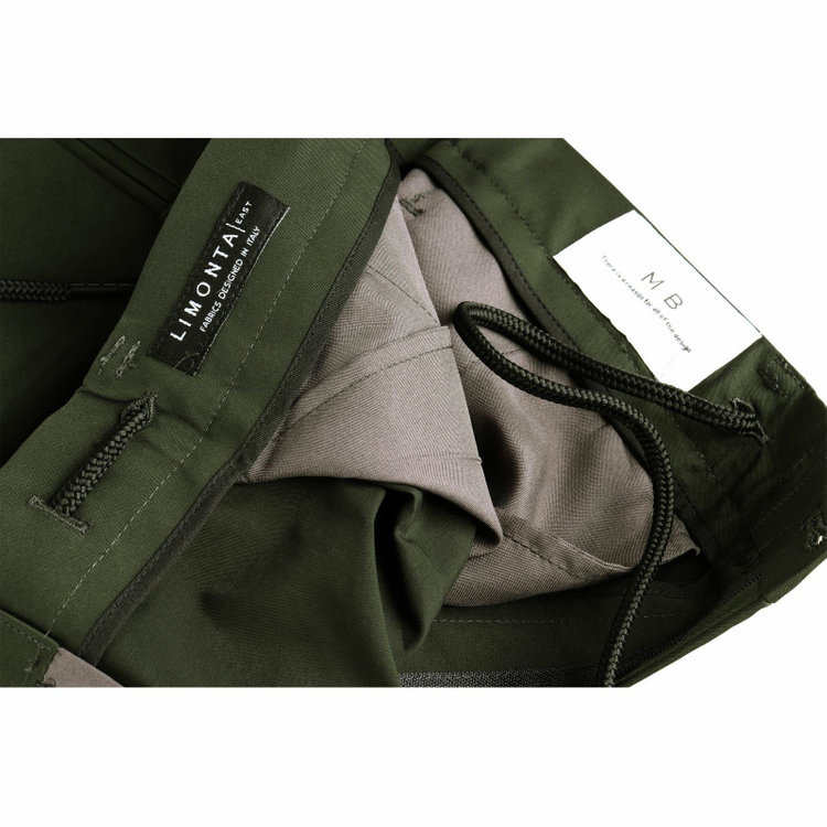 スーツセレクト 【WEB限定/OUTLET】【発送在庫あり】【RBC】【年間】1タックテーパードパンツ/カーキ/ドローコード/ウエストシャーリング/LIMONTAEAST fabrics designed in italy/MB×SUIT SELECT グリーン系(緑)