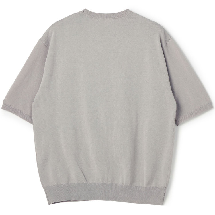 SUIT SELECT　アウトレット 【WEB限定/OUTLET/汚れ・キズ等有】【RBC】【5分袖】コットンブレンドクルーネックニット/グレー/マシンウォッシャブル グレー淡色