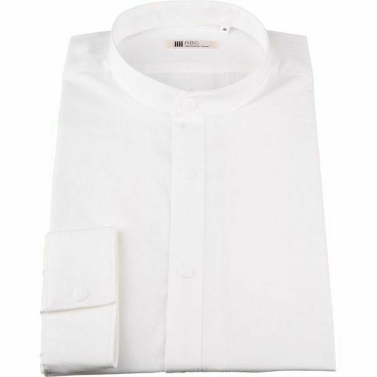 スーツセレクト 【RBC】バンドカラーシャツ/ホワイト ホワイト系(白)