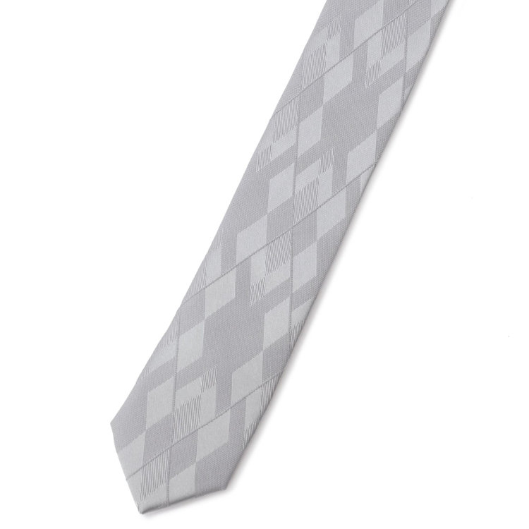 ブラックライン 【BLACK LINE】シルクブレンドチェックネクタイ 7.5cm幅/シルバー その他