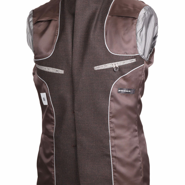 スーツセレクト 【発送在庫あり】【CLASSICO TAPERED】【秋冬】3釦段返りシングルスーツ 2タック/ブラウン×バーズアイ/サイドAJ/NEW ZEALAND WOOL MIX ブラウン系(茶)