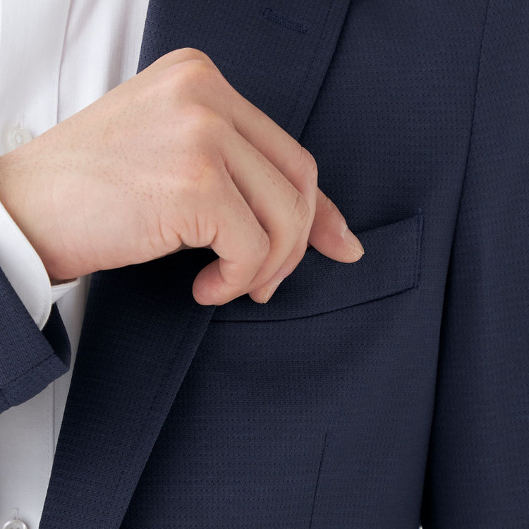 シルバーライン 【CLASSICO TAPERED】【春夏】2釦シングルジャケット/ネイビー/パッチポケット/4S SUSTAINABILITY&ECOLOGY FABRIC/RIRANCHA 紺中間