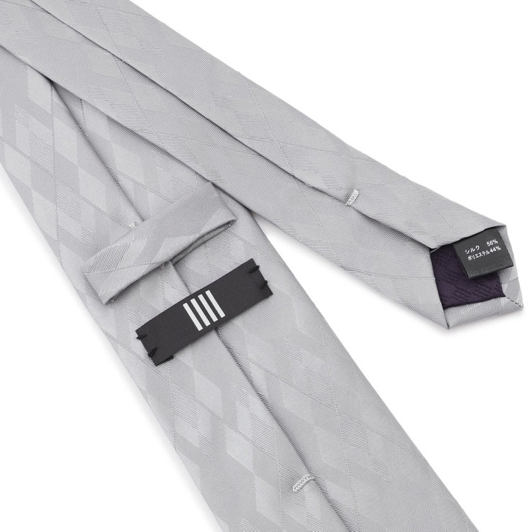 ブラックライン 【BLACK LINE】シルクブレンドチェックネクタイ 7.5cm幅/シルバー その他