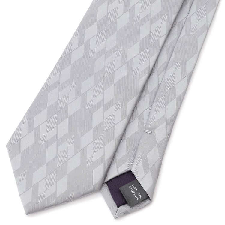 ブラックライン 【BLACK LINE】シルクブレンドチェックネクタイ 7.5cm幅/シルバー その他