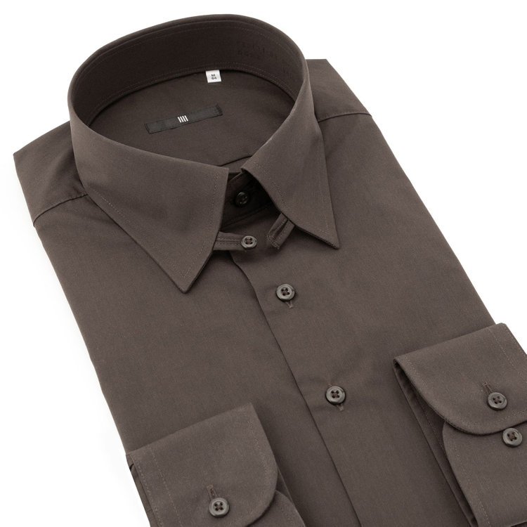 ブラックライン 【発送在庫あり】【BLACK LINE】【形態安定】タブカラードレスワイシャツ/ブラウン 茶中間