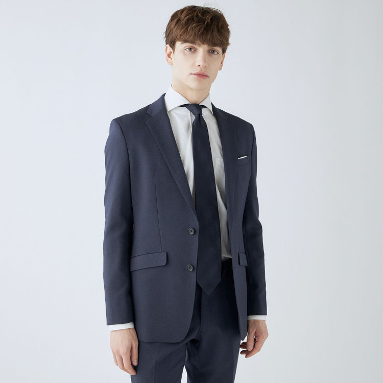 ブラックライン 【SLIM TAPERED_2】【年間】2釦シングルスーツ 0タック/ネイビー/ウエストシャーリング/4S/※パンツ裾上げ済仕様 紺濃色