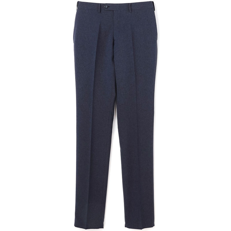 ブラックライン 【SLIM TAPERED】【春夏】0タックテーパードパンツ/ネイビー＆ブラック×ハウンドトゥース/ウエストムーブ/ウォッシャブル/4S SUSTAINABILITY&ECOLOGY FABRIC/※裾上げ必要 青濃色