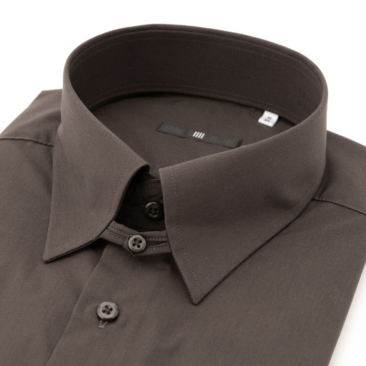 ブラックライン 【発送在庫あり】【BLACK LINE】【形態安定】タブカラードレスワイシャツ/ブラウン 茶中間