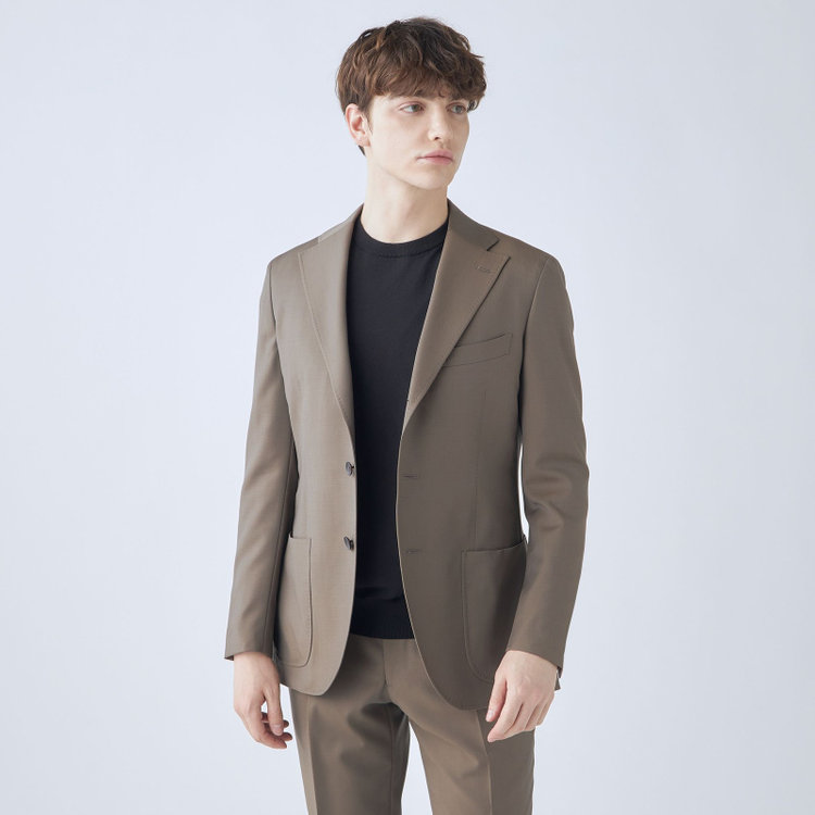 シルバーライン 【CLASSICO TAPERED】【春夏】3釦段返りシングルスーツ 2タック/ブラウン/パッチポケット/ウエストムーブ/MARZOTTO/※パンツ裾直し必要 茶中間