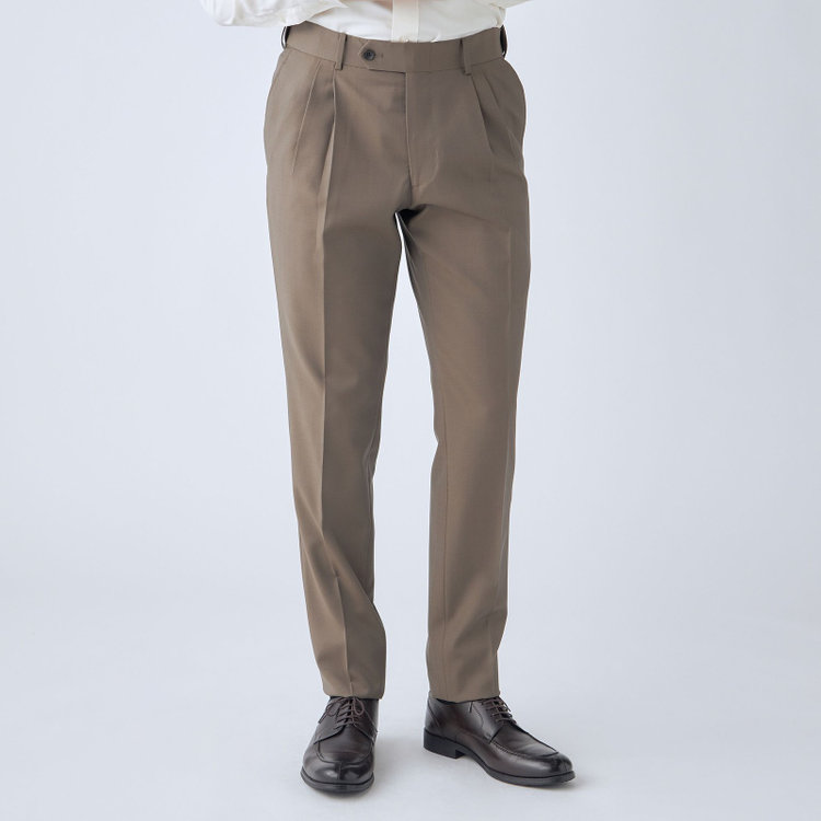 シルバーライン 【発送在庫あり】【CLASSICO TAPERED】【春夏】3釦段返りシングルスーツ 2タック/ブラウン/パッチポケット/ウエストムーブ/MARZOTTO/※パンツ裾直し必要 茶中間