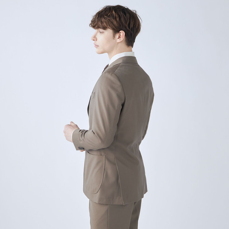 シルバーライン 【発送在庫あり】【CLASSICO TAPERED】【春夏】3釦段返りシングルスーツ 2タック/ブラウン/パッチポケット/ウエストムーブ/MARZOTTO/※パンツ裾直し必要 茶中間