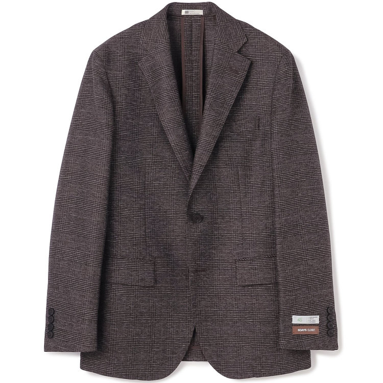シルバーライン 【5DAYS CLOSET】【RBC】【春夏】2釦シングルジャケット/ブラウン×チェック/4S SUSTAINABILITY&ECOLOGY FABRIC 茶中間