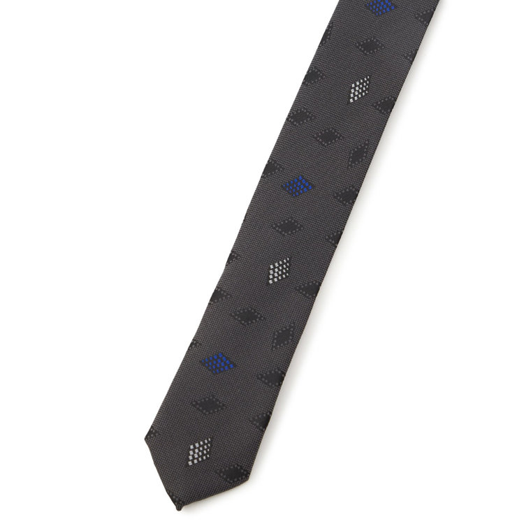 ブラックライン 【BLACK LINE】シルクブレンド小紋ネクタイ 7.5cm幅/グレー その他