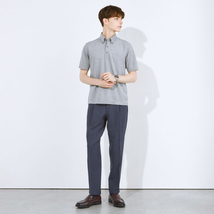 シルバーライン 【発送在庫あり】【RBC/五分袖】ボタンダウンビズポロシャツ プルオーバータイプ/グレー/4S コットンブレンド グレー中間