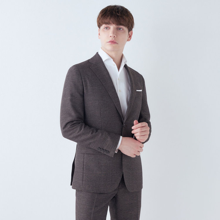 シルバーライン 【5DAYS CLOSET】【RBC】【春夏】2釦シングルジャケット/ブラウン×チェック/4S SUSTAINABILITY&ECOLOGY FABRIC 茶中間