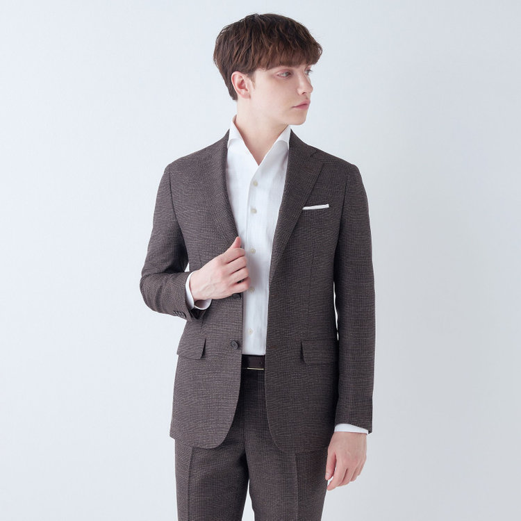 シルバーライン 【5DAYS CLOSET】【RBC】【春夏】2釦シングルジャケット/ブラウン×チェック/4S SUSTAINABILITY&ECOLOGY FABRIC 茶中間