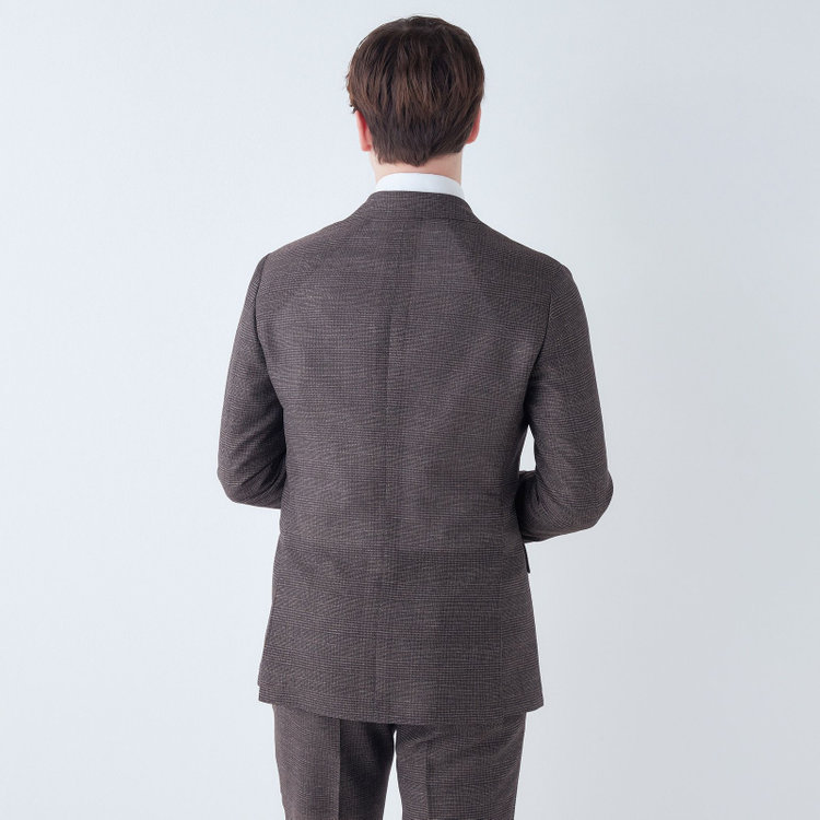 シルバーライン 【5DAYS CLOSET】【RBC】【春夏】2釦シングルジャケット/ブラウン×チェック/4S SUSTAINABILITY&ECOLOGY FABRIC 茶中間