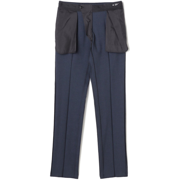 ブラックライン 【SLIM TAPERED】【春夏】0タックテーパードパンツ/ネイビー×グレンチェック/ウエストシャーリング/4S SUSTAINABILITY&ECOLOGY FABRIC「ウォッシャブル」「ストレッチ」/※裾上げ済仕様 紺中間