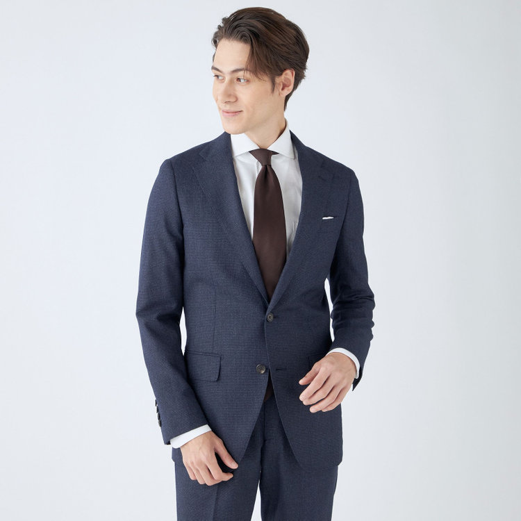 シルバーライン 【発送在庫あり】【CLASSICO TAPERED】【秋冬】2釦シングルスーツ 1タック/ネイビー/Ermenegildo Zegna LOOP woven in italy/※裾上げ必要 青濃色