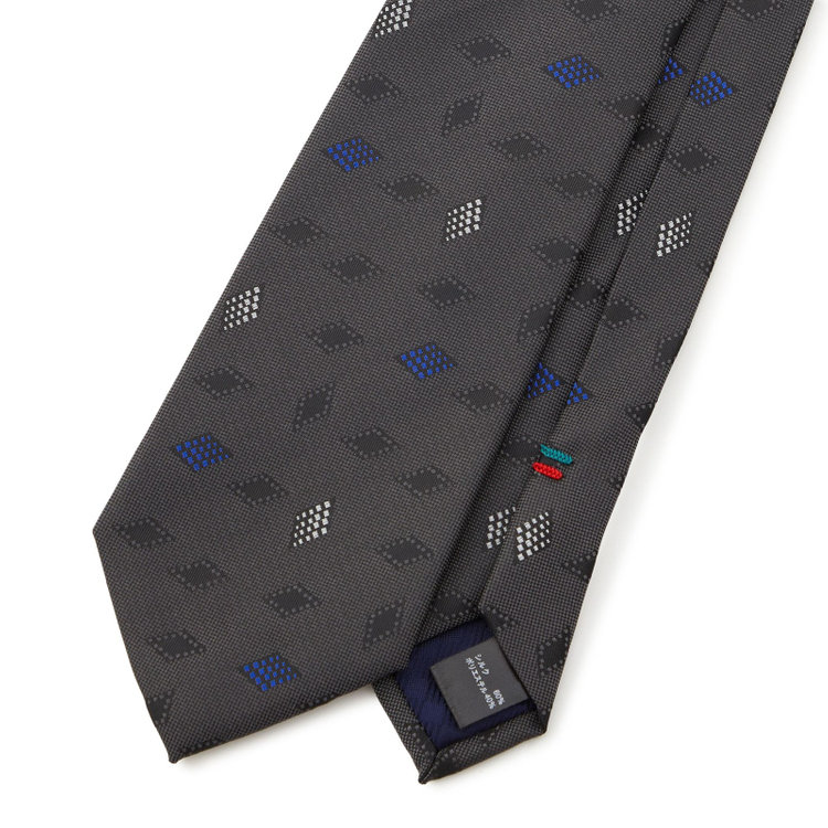 ブラックライン 【BLACK LINE】シルクブレンド小紋ネクタイ 7.5cm幅/グレー その他