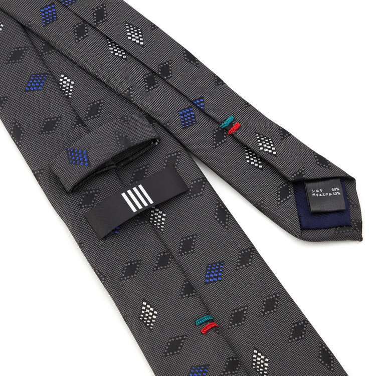 ブラックライン 【BLACK LINE】シルクブレンド小紋ネクタイ 7.5cm幅/グレー その他