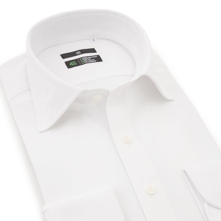 ブラックライン 【発送在庫あり】【BLACK LINE】ワイドカラーワイシャツ/ホワイト/「4S」スーパーノンアイロン・ストレッチ/Oil guard 白