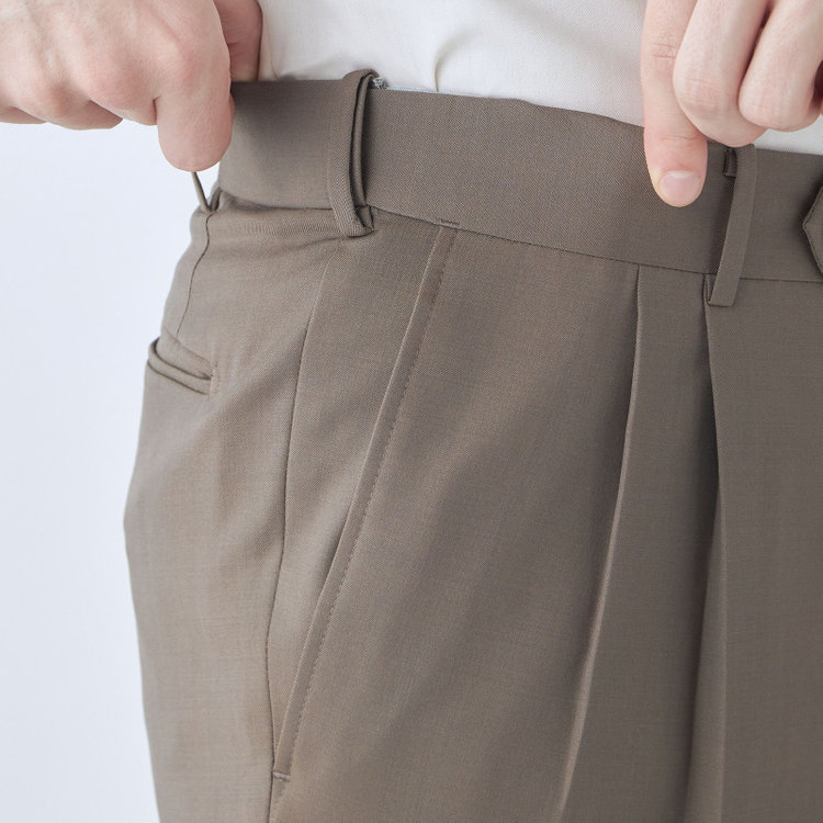 シルバーライン 【発送在庫あり】【CLASSICO TAPERED】【春夏】3釦段返りシングルスーツ 2タック/ブラウン/パッチポケット/ウエストムーブ/MARZOTTO/※パンツ裾直し必要 茶中間