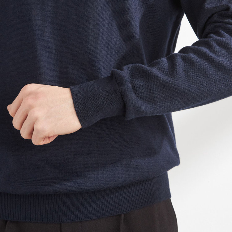 スーツセレクト 【発送在庫あり】【RBC】【秋冬】ウールタートルネックニットセーター/ネイビー/ZEGNA BARUFFA/マシンウォッシャブル 紺中間