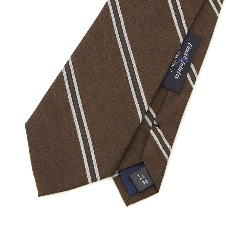 シルバーライン 【SILVER LINE】シルクウールストライプネクタイ 8.5cm幅/ブラウン/Finest fabrics by COMO ITALY その他