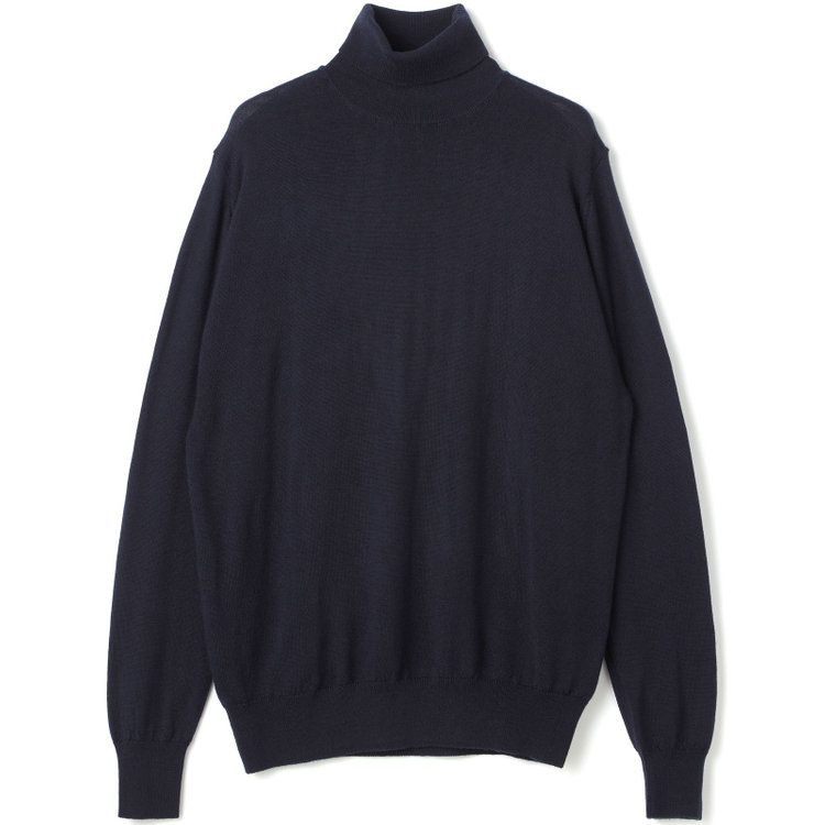 スーツセレクト 【発送在庫あり】【RBC】【秋冬】ウールタートルネックニットセーター/ネイビー/ZEGNA BARUFFA/マシンウォッシャブル 紺中間