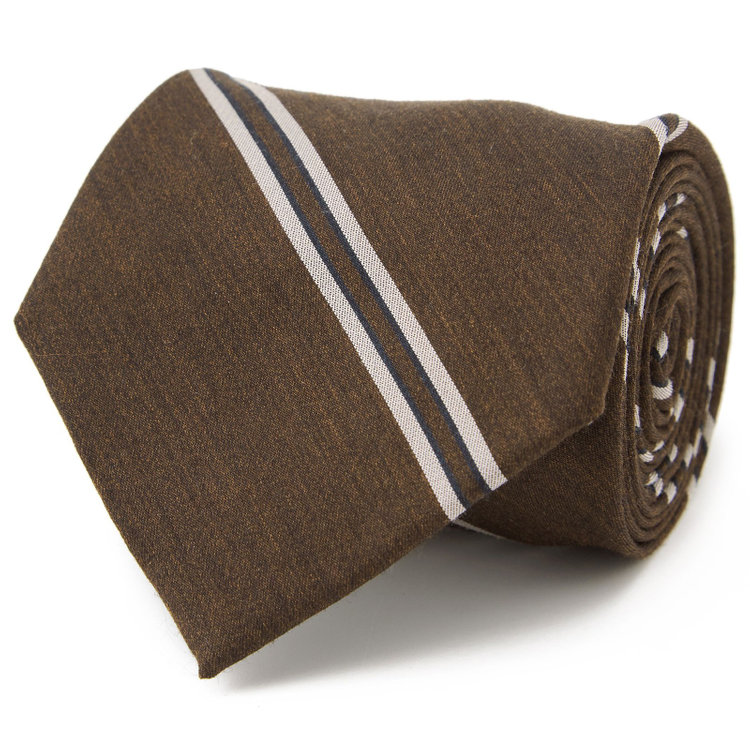 シルバーライン 【SILVER LINE】シルクウールストライプネクタイ 8.5cm幅/ブラウン/Finest fabrics by COMO ITALY その他