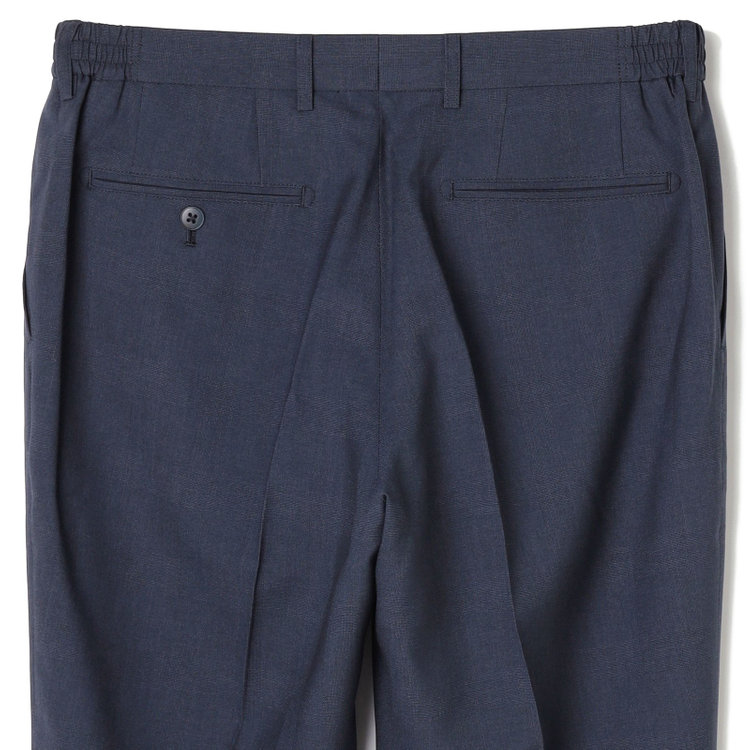 ブラックライン 【SLIM TAPERED】【春夏】0タックテーパードパンツ/ネイビー×グレンチェック/ウエストシャーリング/4S SUSTAINABILITY&ECOLOGY FABRIC「ウォッシャブル」「ストレッチ」/※裾上げ済仕様 紺中間